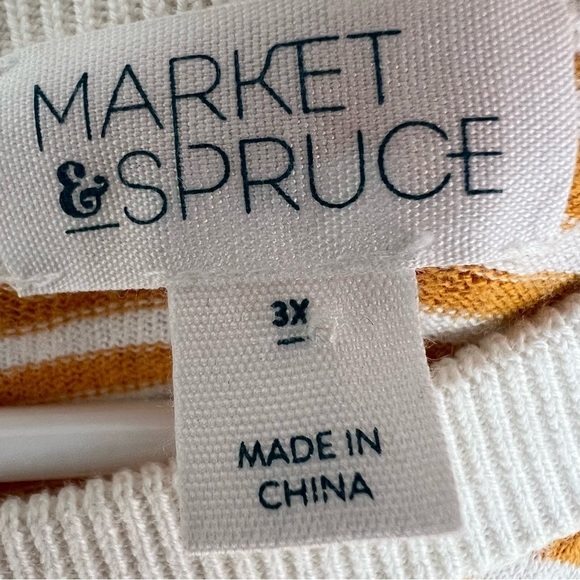 Market & Spruce Yellow White Striped Sweater Plus Sz 3X Lightweight Fall Soft - Picture 9 of 11